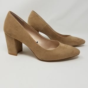 tan pumps block heel